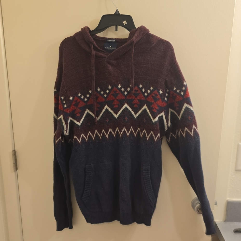 American Eagle Outfitters Burgundy and Navy Sweater